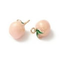thumbnail image 2 of 1set 2pcs Brass Enamel Charms Imitation Fruit Light golden Peach Charm Pink 12x11x8mm Hole: 1.2mm, 2 of 5