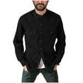 thumbnail image 2 of pstuiky camisa de manga larga para hombre, Camiseta lisa de manga larga con cuello vuelto para hombre, informal, elegante, cómoda, con bolsillos y botones, con capucha s, 2 of 6