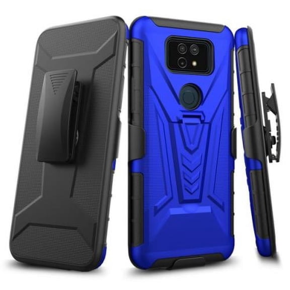 Circlemalls Case for Motorola Moto G Stylus 5G, Heavy Duty Shockproof Built-in Kickstand W/ Belt Clip-Blue