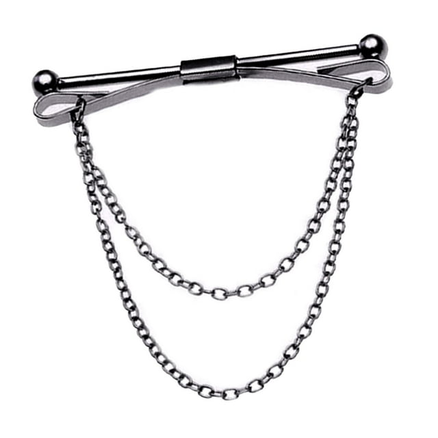 Classic Collar Bar Pin for Men with Link Chain Necktie Tie Clips Badges Collar