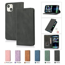 Premium Case for iPhone 15 Plus, Vintage PU Leather Wallet Case RFID Blocking Card Slot Kickstand Strong Magnetic Closure Shockproof TPU Interior Flip Folio Classic Book Case For iPhone 15 Plus,Black