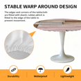 thumbnail image 2 of Elastic Fitted Round Tablecloth, Pink Brown Vintage Waterproof Stretch Table Cover for 45"-54" Tables, Retro Farmhouse Elegant Pastoral Washable Outdoor Tablecloths for Patio, Picnic, Camping, 2 of 9