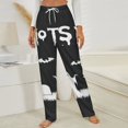 thumbnail image 3 of Halloween Ghosts Bats Trees Winter Female Pants Flannel High Waist Women Pants Lady Warm Straight Leg Plush Trousers, 3 of 7