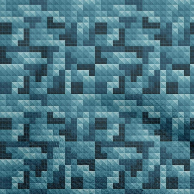 oneOone Cotton Cambric Teal Blue Fabric Geometrical Shape Craft Projects Decor Fabric Printed By The Yard 56 Inch Wide