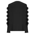 thumbnail image 6 of YUGYXL Women Long Sleeve Shirt Elegant Sheer Mesh Blouse Shirred Slim Fit Fall Tops Holiday Pullover Black L, 6 of 7