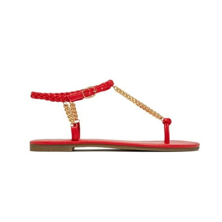 

Inkach Womens Shoes Metal Chain Weave Flat Heel Fashion Sets Toes Sandals Flip Flop