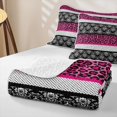 thumbnail image 4 of Erosebridal Hot Pink Bohemian Damask Quilt King for Women Girls, Leopard Spot Print King Coverlet Set, 3-Piece, 4 of 7