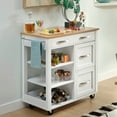 thumbnail image 3 of Homestyles Storage Plus Off White Wood Kitchen Cart, 3 of 8
