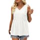 thumbnail image 1 of Gibobby Camiseta sin mangas sin mangas con ribete de volantes de color sólido con cuello en V de primavera y verano para mujer(Blanco,M), 1 of 5