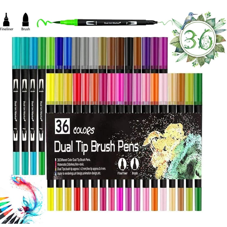 Dual Tip Brush Pens,48 Colors,Watercolor Markers for Adult Coloring,Brilliant  As