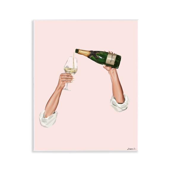 Stupell Industries Champagne Pour on Pink Food & Beverage Painting Unframed Art Print Wall Art, 11 x 14