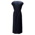 thumbnail image 3 of Vestido informal de lino sin mangas para mujer con bolsillos - Vestido midi de verano holgado con cuello redondo, 3 of 6