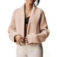 thumbnail image 3 of Cárdigan Corto para Mujer con Chal Abierto Al Frente, Chaqueta de Suéter de Larga de Moda de Otoño 2025 Caqui Oscuro S, 3 of 8