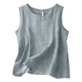 thumbnail image 3 of COMVALUE Womens Linen Cotton Flowy Tank Tops Oversized Sleeveless Gauze Shirts Button Down Summer Loose Lightweight Casual Cami Blue for Size XL, 3 of 7