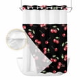 thumbnail image 2 of Cherry Rustic No Hook Shower Curtain Waterproof, Bathroom Curtains with Snap in Liners and See Through Top Window, Spring Summer Tropic Fruit Black Hotel Style Bathtub Curtains Shower 72"Wx96"L, 2 of 8