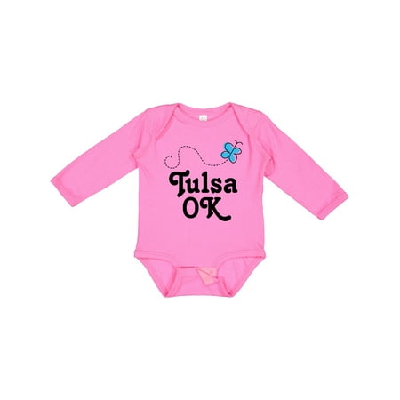 

Inktastic Tulsa Oklahoma Butterfly Gift Baby Boy or Baby Girl Long Sleeve Bodysuit