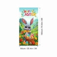 thumbnail image 3 of Adorno colgante de corona de conejito para puerta de entrada de Pascua, decoración de primavera, Pascua, conejo gris y fondo floral para puerta de jardín, 35 x 71 pulgadas, decoración de bienvenida n, 3 of 8