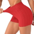 thumbnail image 1 of Rawiri Pantalones cortos deportivos para mujer, cintura alta, textura de burbuja, pantalones cortos ajustados para levantar glúteos y fitness, 1 of 5