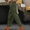 thumbnail image 2 of Gamivast Linen Pants Women Crochet Lace Insert Side Elastic Waist Beach Pants Summer Loose Fit Casual Pants Lightweight Breathable Vacation Wear, 2 of 7