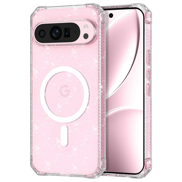 Funda magnética transparente con purpurina para Google Pixel 9 Pro XL de Casehas