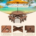 thumbnail image 3 of 8-Person Outdoor Circular Wooden Picnic Table with 3 Built-in Benches Camping Dining Table for Garden Patio Backyard, Brown, 3 of 9