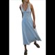 thumbnail image 2 of Vestido Informal de Verano para Mujer, con Escote en V Fruncido, A Rayas, Sin Mangas, y Holgado, con Bolsillos. Azul M, 2 of 7