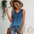 thumbnail image 4 of Qwertyu Womens Tank Tops V Neck Ruched Cute Summer Tops Loose Fit Casual Sleeveless Beach Vacation Clothes for Woman 2026 Dark Blue 2XL, 4 of 6