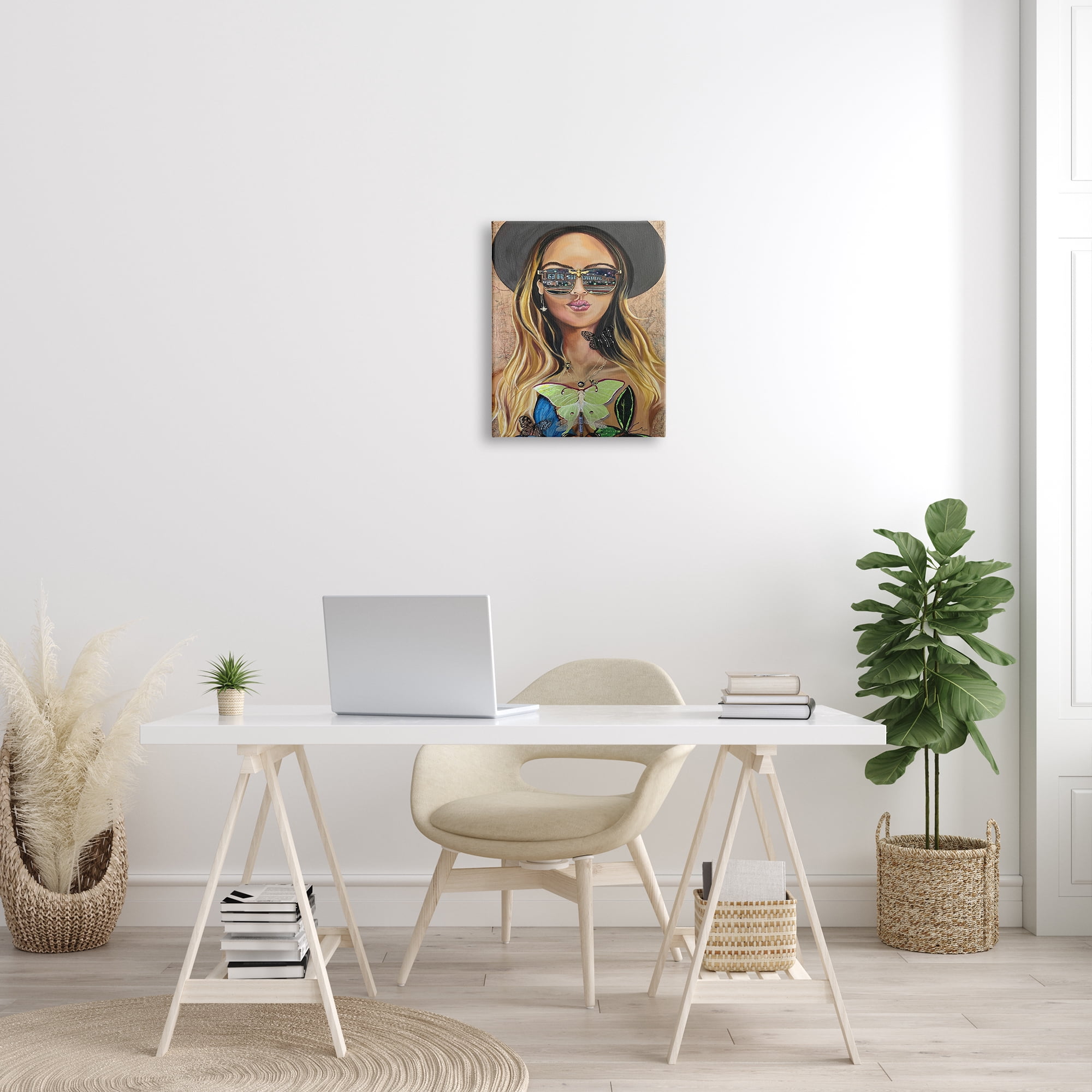 Stupell Industries Trendy Woman Luna Moth City Reflection Sunglasses Painting Gallery Wrapped Canvas Print Wall Art, Design by Stacy Gresell