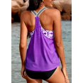 thumbnail image 4 of Womens Blouson Striped Printed Two Piece Tankini Strappy T-Back Push up Tankini Top with Bottom, 4 of 6