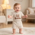 thumbnail image 2 of WAYUTE Toddler Boy Clothes Matching Short Sleeve Knit Romper and Drawstring Shorts Baby Summer Outfits Casual Clothes Sets, 2 of 4