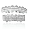 thumbnail image 4 of QQTDFG 14K Gold Plated CZ Teeth Grillz Hip Hop Top Bottom Mouth Silver Grill Set Custom-Style I-Silver-Top, 4 of 9