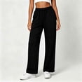 thumbnail image 6 of BRELIL Women's High Waisted Straight Leg Sweatpants with Pockets Casual Loose Lounge Pants Solid Officewear Long Trousers Fashion Outfits, Black 2XL, 6 of 7