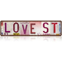 Vintage Love St Way Wall Decor Street Signs Metal Tin Signs Gife for Women Wife 16 x 4 Inches