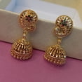 thumbnail image 3 of Efulgenz Indian Jewelry Traditional Gold Tone Peacock Jhumka Jhumki Dangle Earrings Set for Women, Perfect Valentines Day Gifts for Her (Style 1 Gold,Multi), 3 of 6