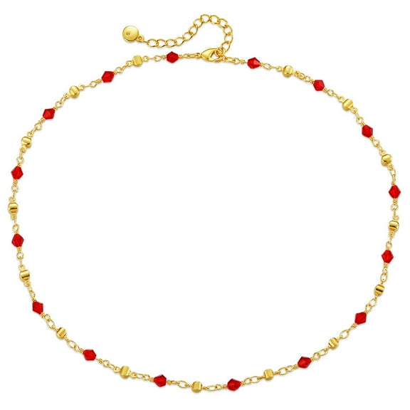 High-Grade Choker Short Handmade Beaded Series Red Crystal Stone Cut Niche Necklace