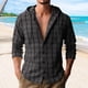 thumbnail image 1 of pstuiky camisas de manga larga para hombre, Camisa de manga larga a cuadros con botones para hombre, chaqueta informal y moderna con solapa. Camisa de manga larga para hombre. camisetas de hombre s, 1 of 8