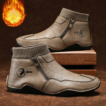 

YOUSNH Boys PU Ankle Boots Autumn Winter Warm Boots Casual Shoes Outdoor Casual Shoes Men s Boots Brown 8