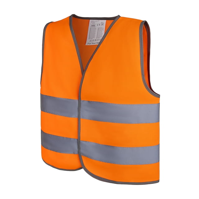 GOGO Reflective Kids Safety Vest for School Outdoor Activities Night Traffit, Fits Ages from 12M to 16Y-Neon Orange-M