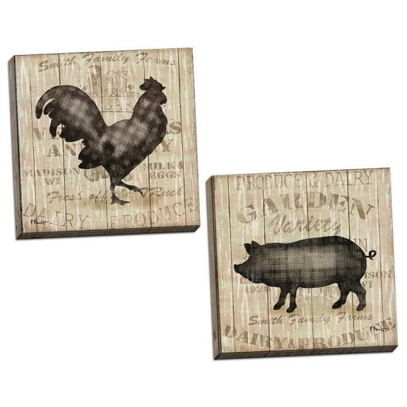 Gango Home Decor Modern Farmer's Market I & II by Paul Brent (Ready to Hang); Two 12x12in Hand-Stretched Canvases