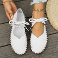 thumbnail image 2 of Miluxas Vintage Slip On Loafers Walking Shoes Retro Soft Comfortable Leather Wide Round Toe Wedge Low Heels Slip On Flats Casual Dress Flats White 9.5(43), 2 of 9