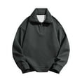 thumbnail image 3 of Blusa y camisa de cuello vuelto de manga larga para hombre, sudadera con cremallera, polar, verde, marrón, gris, media cremallera, lisa, deportiva, para exteriores, uso diario, vacaciones, ropa de cal, 3 of 4