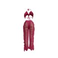 thumbnail image 5 of Liacowi 2PCS Women Sexy Crochet Bikini Cover Up Knit Tassel Halter Crop Top+Hollow Out Pants Sets Summer Beachwear, 5 of 6