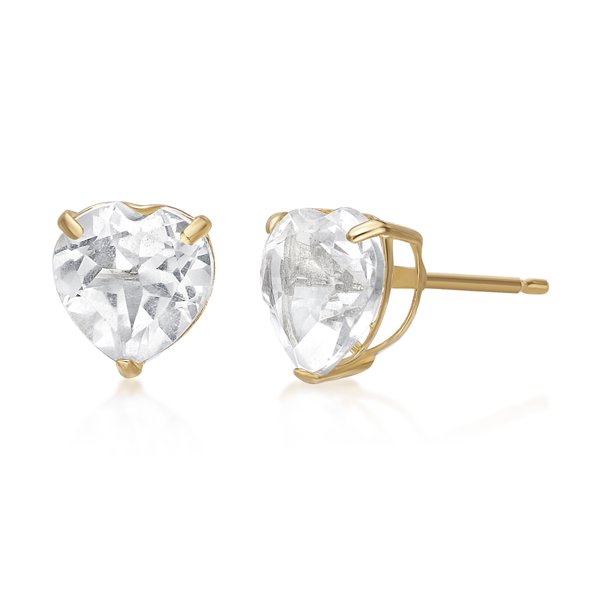 Lavari Jewelers 10K Yellow Gold HeartShaped White Topaz Stud Earrings 6mm