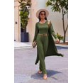 thumbnail image 3 of Ekouaer Women's Pajama Sets 3 Piece Lounge Set Long Sleeve Cardigan Sleeveless Top Pants Sweatsuit, 3 of 6