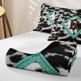 thumbnail image 4 of Feelyou Cowhide R Letter Twin Quilt Set for Women Girls, Western Farmhouse Style Twin Coverlet Set, Turquoise Brown, 2-Piece, 4 of 7