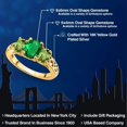 thumbnail image 2 of Gem Stone King 18K Yellow Gold Plated Silver Green Nano Emerald and Green Peridot Filigree Style 3 Stone Ring for Women (1.75 Cttw, Oval 8X6MM and 6X4MM) (Size 9), 2 of 6