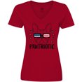 thumbnail image 3 of Inktastic Pawtriotic with French Bulldog  in American Flag Sunglasses Women's V-Neck T-Shirt, 3 of 5