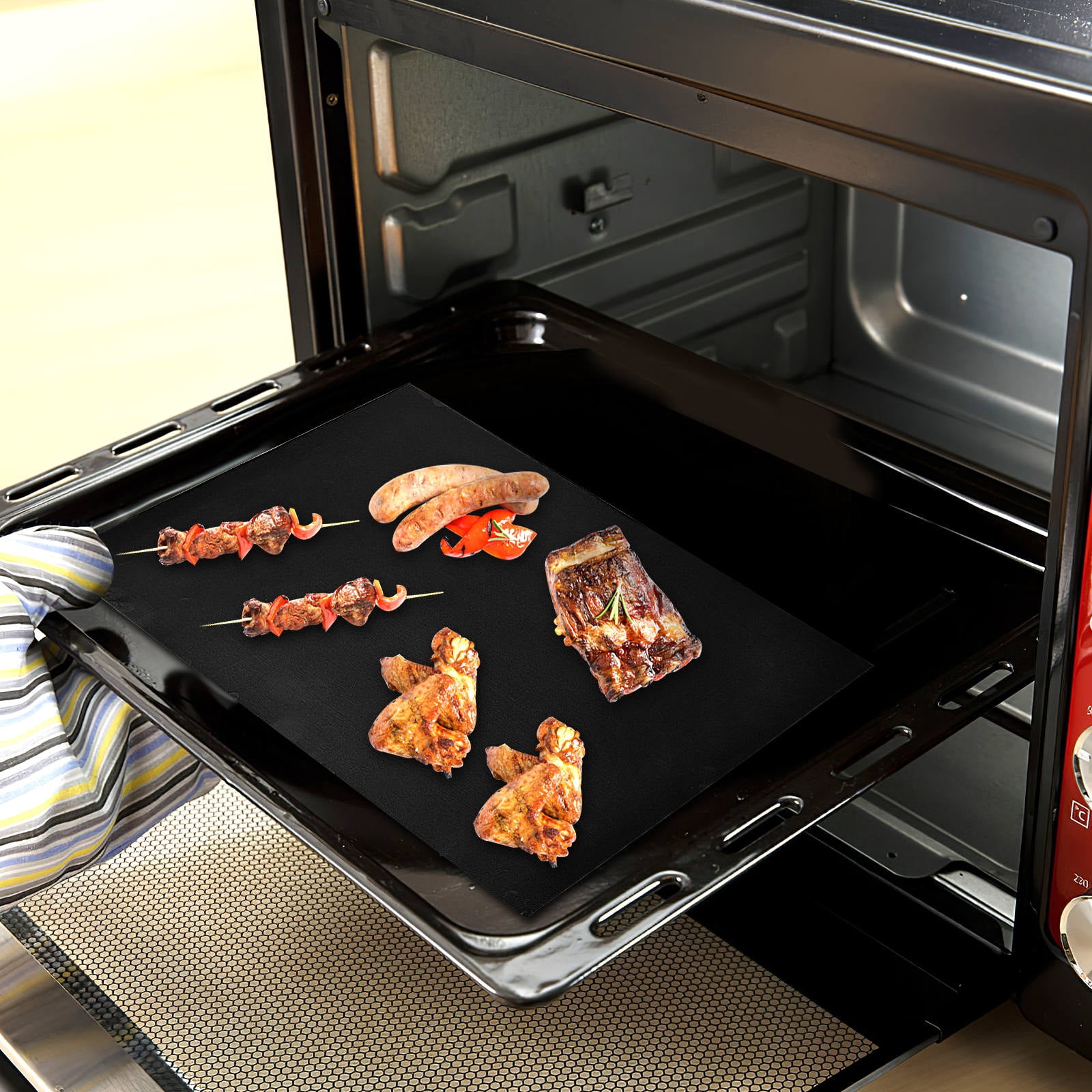 FONDOTIN Oven Liners Non-Stick Reusable 6Pcs 23.58X15.72X0.04in
