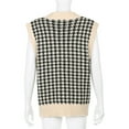 thumbnail image 5 of Women Knit Sweater Houndstooth Pattern Sleeveless Loose V Neck, 5 of 5