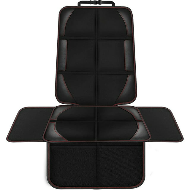 Mistaha Deluxe Waterproof Car Seat Protector with Storage Pockets and Slip-Resistant Design - Premium Leather Edges - Black/Red Line Design